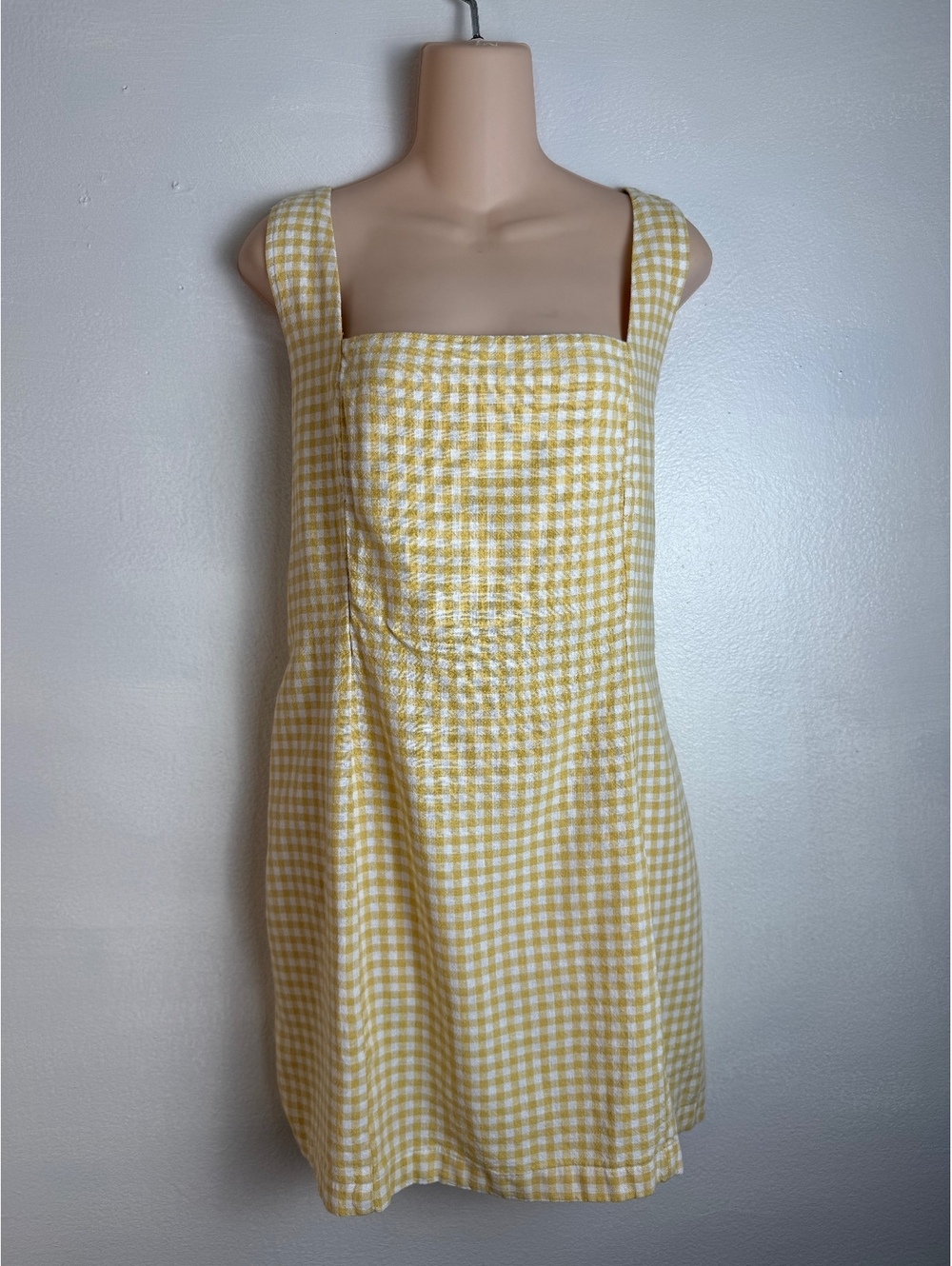 Old Navy Yellow Gingham Linen Blend Mini Dress XXL Petite Cottagecore